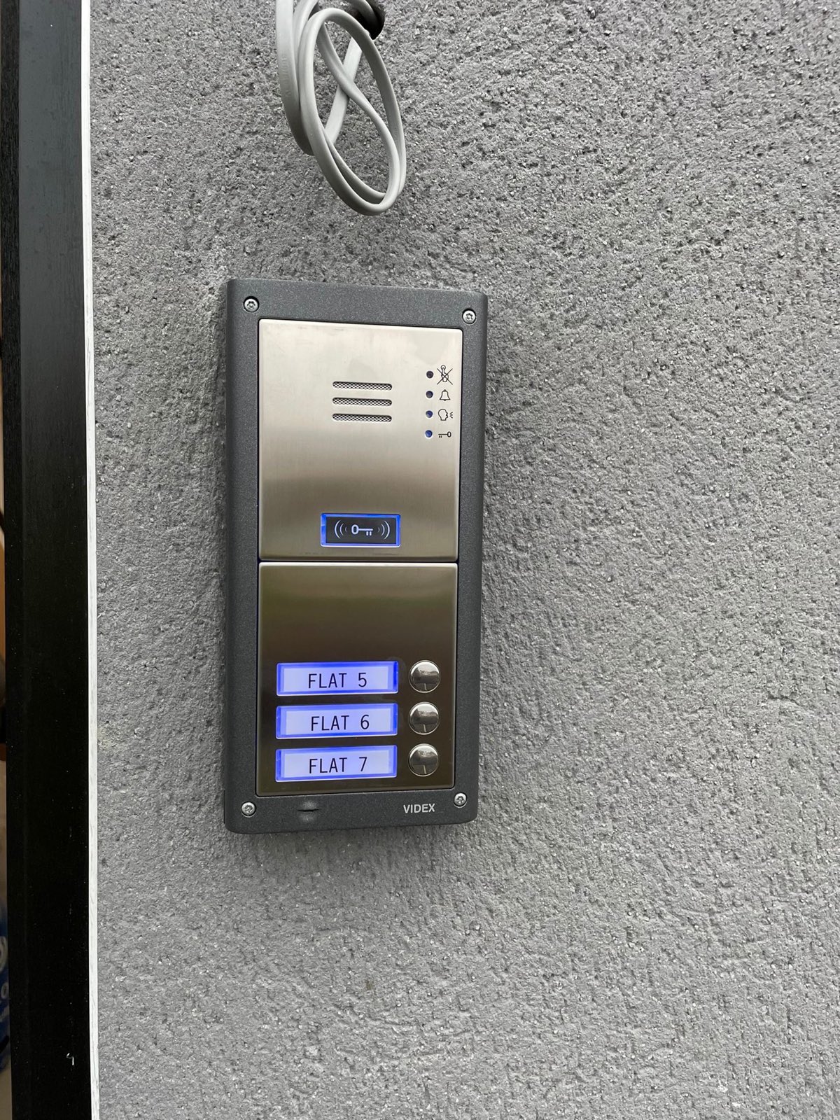 Videx video door entry panel on a communal entrance