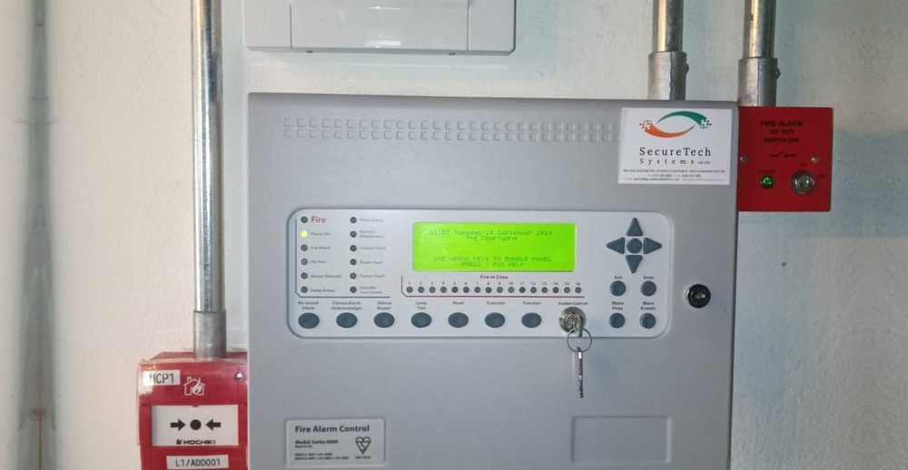 Fire alarm control panel installed by SecureTech