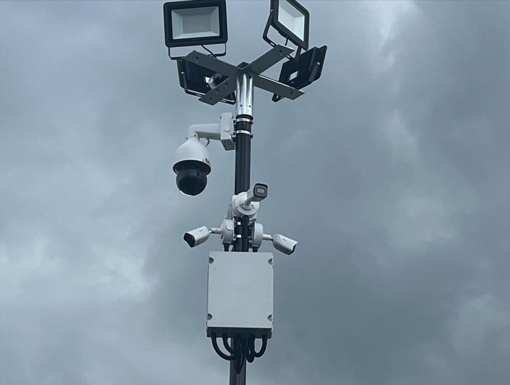 Tall outdoor CCTV tower